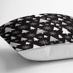 - 8394 - Realhomes  Siyah Zemin Üzerinde Yılbaşı Desenli Dijital Baskılı Modern Yastık Kırlent Kılıfı Realhomes