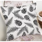 Beyaz Zemin Üzerinde Kozalak Desenli Dijital Baskılı Modern Yastık Kırlent Kılıfı Realhomes