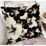 - 8408 - Realhomes  Rengarenk Zemin Üzerinde Siyah Çiçek Desenli Yastık Kırlent Kılıfı Realhomes