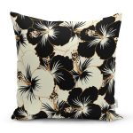 - 8408 - Realhomes  Rengarenk Zemin Üzerinde Siyah Çiçek Desenli Yastık Kırlent Kılıfı Realhomes