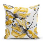 Beyaz Zemin Üzerinde Gold Detaylı Yaprak Desenli Modern Yastık Kırlent Kılıfı Realhomes