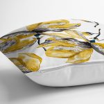 Beyaz Zemin Üzerinde Gold Detaylı Yaprak Desenli Modern Yastık Kırlent Kılıfı Realhomes