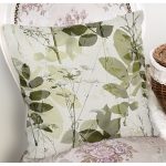 - 8413 - Realhomes  Renkli Zemin Üzerinde Yaprak Desenli Dijital Baskılı Modern Yastık Kırlent Kılıfı Realhomes