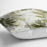 - 8413 - Realhomes  Renkli Zemin Üzerinde Yaprak Desenli Dijital Baskılı Modern Yastık Kırlent Kılıfı Realhomes