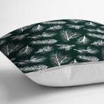 - 8415 - Realhomes Renkli Zeminli Beyaz Yaprak Desenli Dijital Baskılı Modern Yastık Kırlent Kılıfı Realhomes