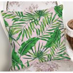 - 8416 - Realhomes  Renkli Zemin Üzerinde Yaprak Desenli Dijital Baskılı Modern Yastık Kırlent Kılıfı Realhomes