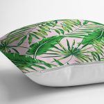 - 8416 - Realhomes  Renkli Zemin Üzerinde Yaprak Desenli Dijital Baskılı Modern Yastık Kırlent Kılıfı Realhomes