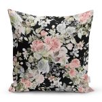 - 8424 - Realhomes Rengarenk Zemin Üzerinde Çiçek Desenli Dijital Baskılı Modern Yastık Kırlent Kılıfı Realhomes