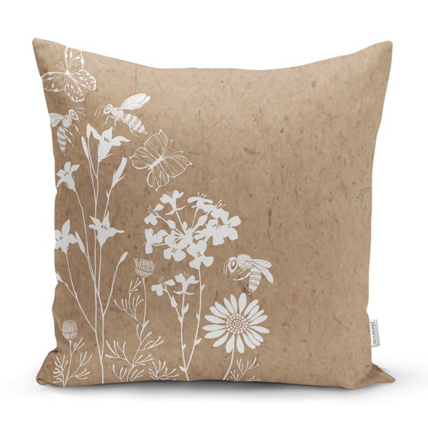 - 8429 - Realhomes  Renkli Zemin Üzerinde Yaprak Desenli Dijital Baskılı Modern Yastık Kırlent Kılıfı Realhomes