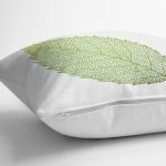 - 8431 - Realhomes  Beyaz Zemin Üzerinde Yeşil Sonbahar Yaprak Desenli Modern Yastık Kırlent Kılıfı Realhomes
