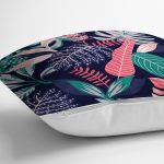 Renkli Zeminli Soyut Yaprak Desenli Dijital Baskılı Modern Yastık Kırlent Kılıfı Realhomes