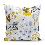 Beyaz Zemin Üzerinde Rengarenk Çiçek Desenli Yastık Kırlent Kılıfı Realhomes