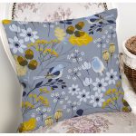 - 8435 - Realhomes Rengarenk Zemin Üzerinde Çiçek Desenli Dijital Baskılı Modern Yastık Kırlent Kılıfı Realhomes