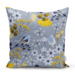 - 8435 - Realhomes Rengarenk Zemin Üzerinde Çiçek Desenli Dijital Baskılı Modern Yastık Kırlent Kılıfı Realhomes