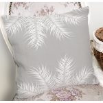 - 8442 - Realhomes Pastel Zeminli Beyaz Yaprak Desenli Dijital Baskılı Modern Yastık Kırlent Kılıfı Realhomes