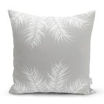 - 8442 - Realhomes Pastel Zeminli Beyaz Yaprak Desenli Dijital Baskılı Modern Yastık Kırlent Kılıfı Realhomes