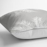 - 8442 - Realhomes Pastel Zeminli Beyaz Yaprak Desenli Dijital Baskılı Modern Yastık Kırlent Kılıfı Realhomes