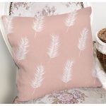 - 8446 - Realhomes  Pastel Zeminli Beyaz Yaprak Desenli Dijital Baskılı Modern Yastık Kırlent Kılıfı Realhomes