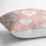 Pastel Zeminli Beyaz Yaprak Desenli Dijital Baskılı Modern Yastık Kırlent Kılıfı Realhomes