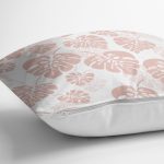 - 8448 - Realhomes  Pastel Zeminli Beyaz Yaprak Desenli Dijital Baskılı Modern Yastık Kırlent Kılıfı Realhomes