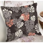 - 8451 - Realhomes  Siyah Zeminli Renkli Yaprak Desenli Dijital Baskılı Modern Yastık Kırlent Kılıfı Realhomes