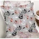 - 8457 - Realhomes  Pastel Zemin Üzerinde Yaprak Desenli Dijital Baskılı Modern Yastık Kırlent Kılıfı Realhomes