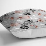 - 8457 - Realhomes  Pastel Zemin Üzerinde Yaprak Desenli Dijital Baskılı Modern Yastık Kırlent Kılıfı Realhomes