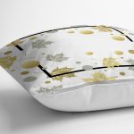 - 8460 - Realhomes Beyaz Zemin Üzerinde Geometrik Desenli Yaprak Motifli Yastık Kırlent Kılıfı Realhomes