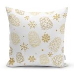 - 8461 - Realhomes Beyaz Zeminli Kartanesi Desenli Dijital Baskılı Modern Yastık Kırlent Kılıfı Realhomes