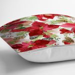 - 8462 - Realhomes Beyaz Zeminli Renkli Yaprak Desenli Dijital Baskılı Modern Yastık Kırlent Kılıfı Realhomes