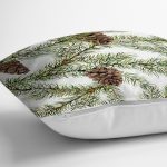 - 8463 - Realhomes  Beyaz Zemin Üzerinde Kozalak Desenli Dijital Baskılı Modern Yastık Kırlent Kılıfı Realhomes