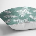 - 8465 - Realhomes Renkli Zeminli Beyaz Yaprak Desenli Dijital Baskılı Modern Yastık Kırlent Kılıfı Realhomes