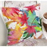 - 8473 - Realhomes  Beyaz Zeminli Renkli Yaprak Desenli Dijital Baskılı Modern Yastık Kırlent Kılıfı Realhomes