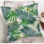 - 8474 - Realhomes Beyaz Zemin Üzerinde Yeşil Yaprak Desenli Yastık Kırlent Kılıfı Realhomes