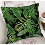 - 8475 - Realhomes Siyah Zemin Üzerinde Yeşil Yaprak Desenli Yastık Kırlent Kılıfı Realhomes