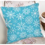 - 8476 - Realhomes Mavi Zeminli Beyaz Kartanesi Desenli Dijital Baskılı Modern Yastık Kırlent Kılıfı Realhomes