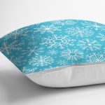 - 8476 - Realhomes Mavi Zeminli Beyaz Kartanesi Desenli Dijital Baskılı Modern Yastık Kırlent Kılıfı Realhomes