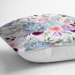 Beyaz Zemin Üzerinde Rengarenk Çiçek Desenli Yastık Kırlent Kılıfı Realhomes