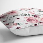 - 8481 - Realhomes Beyaz Zemin Üzerinde Rengarenk Çiçek Desenli Yastık Kırlent Kılıfı Realhomes