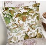 - 8486 - Realhomes  Beyaz Zeminli Sonbahar Yaprak Desenli Dijital Baskılı Modern Yastık Kırlent Kılıfı Realhomes