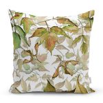 - 8486 - Realhomes  Beyaz Zeminli Sonbahar Yaprak Desenli Dijital Baskılı Modern Yastık Kırlent Kılıfı Realhomes