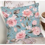 - 8491 - Realhomes  Rengarenk Zemin Üzerinde Çiçek Desenli Dijital Baskılı Modern Yastık Kırlent Kılıfı Realhomes