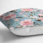 - 8491 - Realhomes  Rengarenk Zemin Üzerinde Çiçek Desenli Dijital Baskılı Modern Yastık Kırlent Kılıfı Realhomes