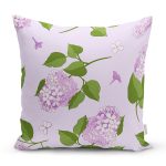 - 8494 - Realhomes  Rengarenk Zemin Üzerinde Yeşil Yapraklı Çiçek Desenli Modern Yastık Kırlent Kılıfı Realhomes