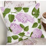 - 8495 - Realhomes Beyaz Zemin Üzerinde Yeşil Yapraklı Çiçek Desenli Modern Yastık Kırlent Kılıfı Realhomes