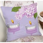 - 8497 - Realhomes Rengarenk Zemin Üzerinde Mum Desenli Çiçek Motifli Modern Yastık Kırlent Kılıfı Realhomes