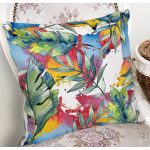 - 8498 - Realhomes Beyaz Zemin Üzerinde Yaprak Desenli Dijital Baskılı Modern Yastık Kırlent Kılıfı Realhomes