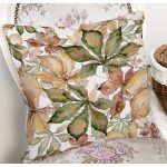 - 8504 - Realhomes Beyaz Zeminli Sonbahar Yaprak Desenli Dijital Baskılı Modern Yastık Kırlent Kılıfı Realhomes
