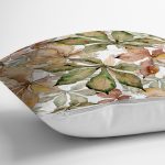 - 8504 - Realhomes Beyaz Zeminli Sonbahar Yaprak Desenli Dijital Baskılı Modern Yastık Kırlent Kılıfı Realhomes