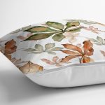 - 8505 - Realhomes Beyaz Zeminli Sonbahar Yaprak Desenli Dijital Baskılı Modern Yastık Kırlent Kılıfı Realhomes